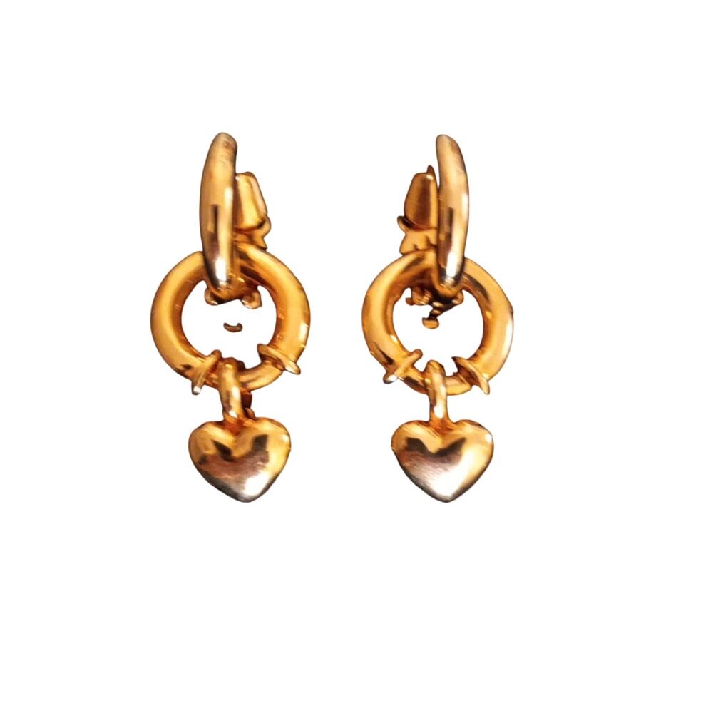 ST JOHN Vintage Gold- Tone Heart Dangle Earrings
